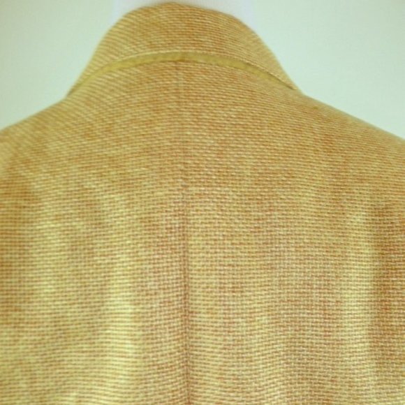 Isaia Napoli gold tweed long wool linen blazer i42 6 made in Italy vintage